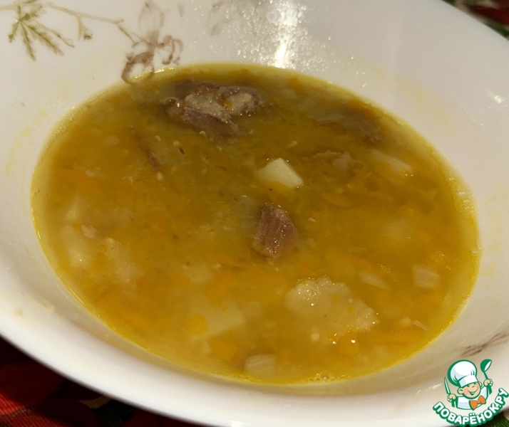 Суп из чечевицы с говяжьей масталыжкой и картошкой