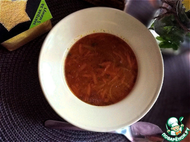 Суп из кильки с кукурузной полентой