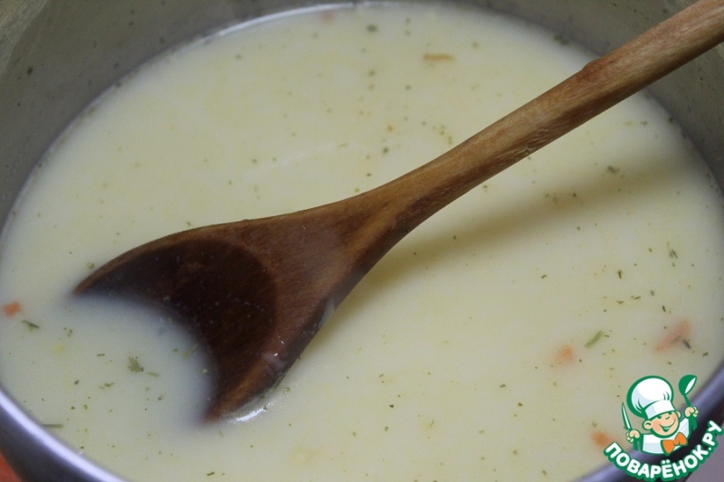 Сырный суп c желтком