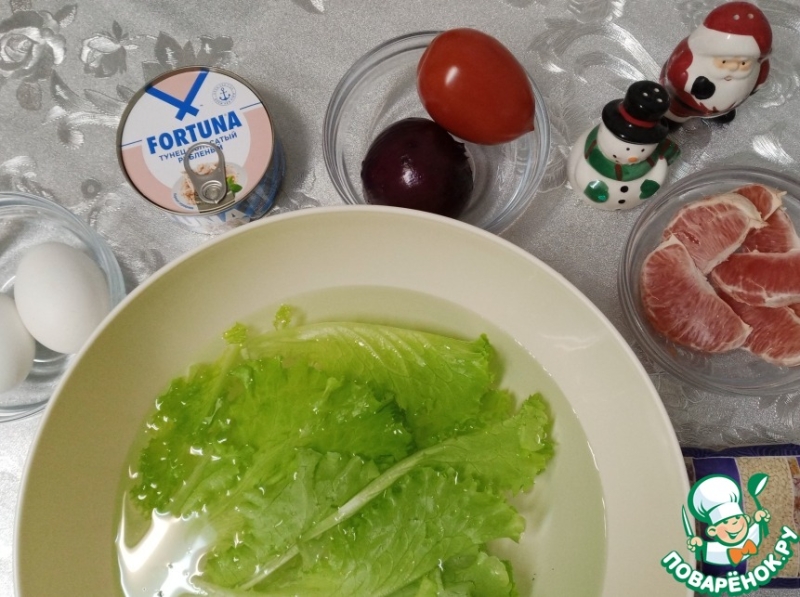 Салат с тунцом и грейпфрутом