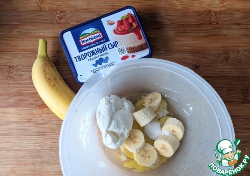 Банановые вафли с творожным сыром