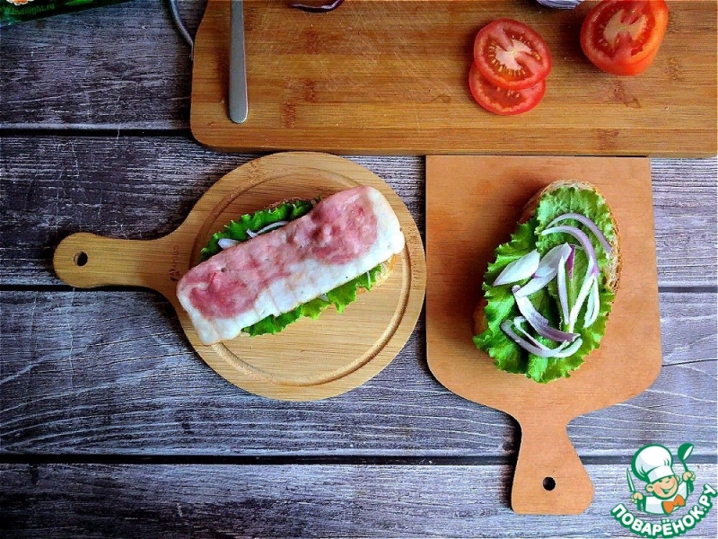 Сэндвич из чиабатты с беконом