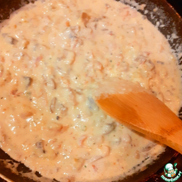 Паста карбонара с грибами