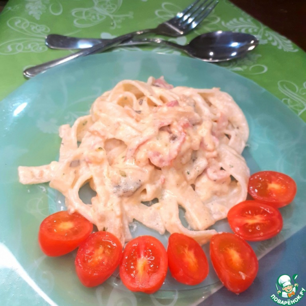 Паста карбонара с грибами