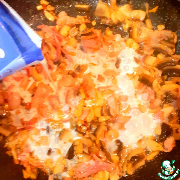 Паста карбонара с грибами