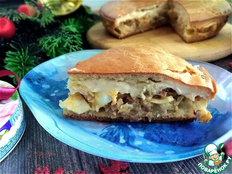 Капустный пирог с сыром и яйцом