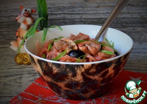 Маринованные шампиньоны с маслинами