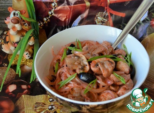 Маринованные шампиньоны с маслинами