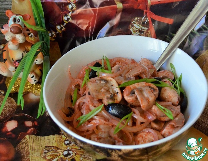 Маринованные шампиньоны с маслинами