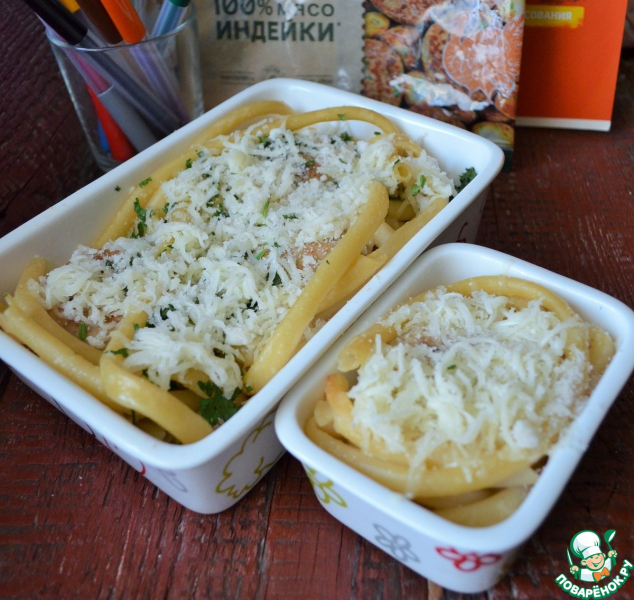 Запеканка макаронная с котлетами