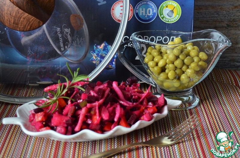 Винегрет с жареными кальмарами