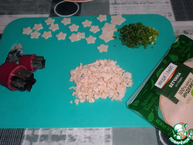 Пирог "Ёлочка" с ветчиной и сыром