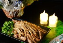 Индейка с грибами эноки