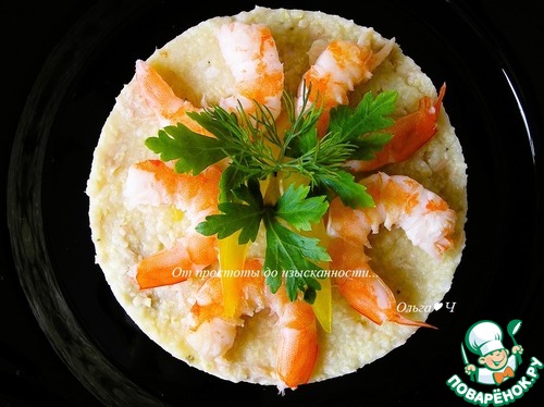 Пшено с тунцом и морепродуктами