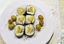 Роллы с сельдью, картофелем и соленым огурцом