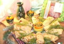 Блинные конвертики с индейкой и картофелем