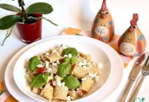 Паста с овощами и фетой из духовки