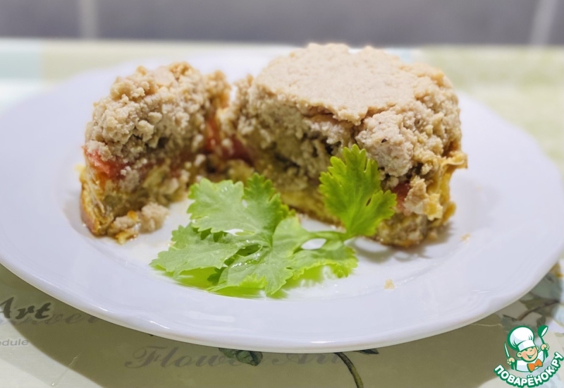 Баклажановая запеканка с куриным фаршем