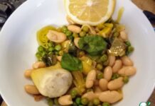 Овощное рагу с артишоками, луком-пореем, фасолью