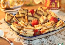 Полосатое пирожное с вареной сгущенкой