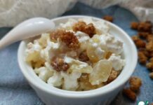 Творожный салат с грушей и шелковицей