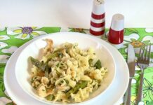 Паста «Весенняя» со спаржей и креветками