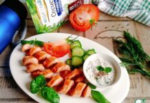 Сосиски-спиральки с базиликовым соусом