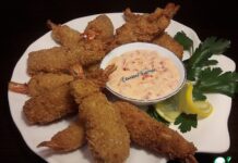 Тигровые креветки в темпуре и фритюре