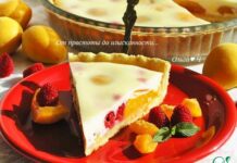 Пирог с абрикосами и малиной