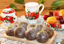 Шоколадное печенье с черешней на сгущенке