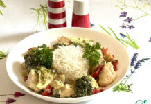 Куриная грудка с брокколи и перцем