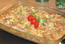 Запеканка с картофелем, кабачками, мясным фаршем