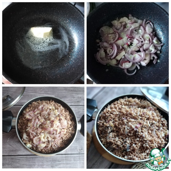 Гречневая каша с грибами и луком