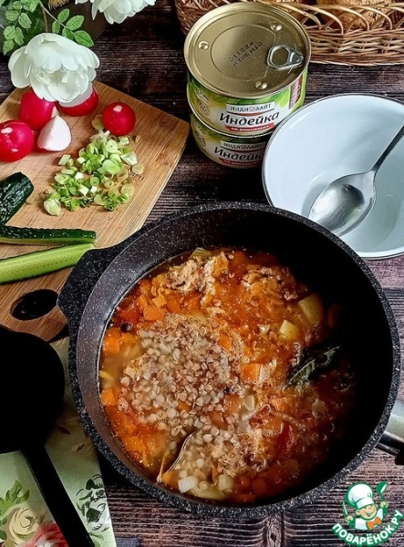 Гречневый суп с тушёнкой "Походный"