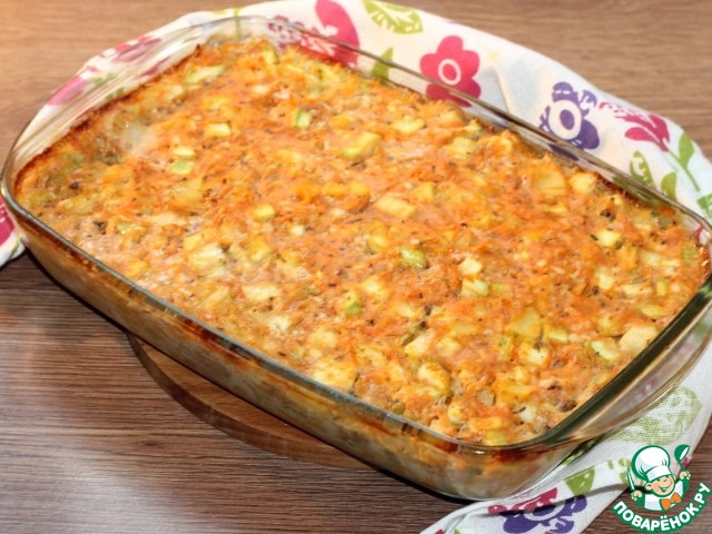 Индейка с грибами на овощной подушке