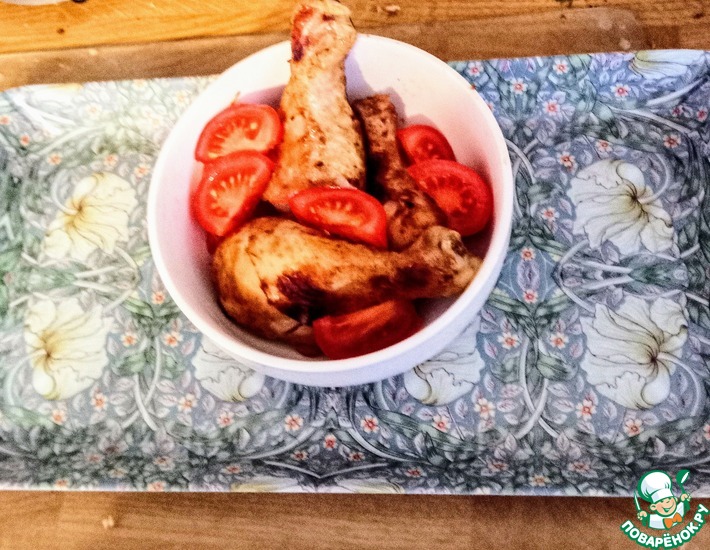 Курица, запеченная. в мисо-имбирном соусе