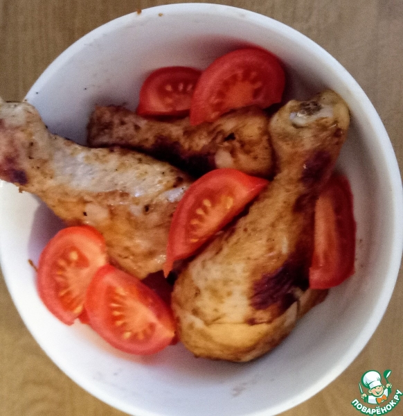 Курица, запеченная. в мисо-имбирном соусе