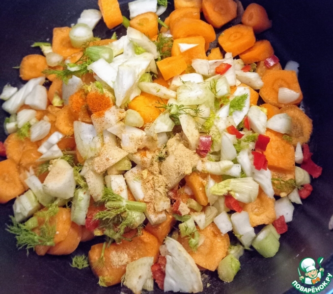 Морковный суп с фенхелем и крабом