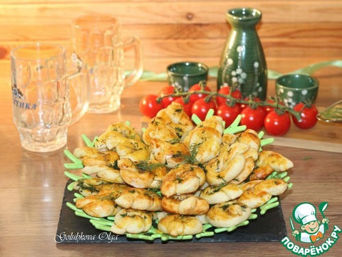 Морские узелки с чесночным маслом
