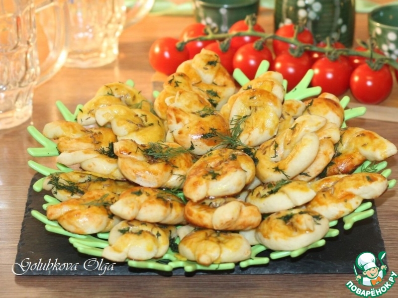 Морские узелки с чесночным маслом
