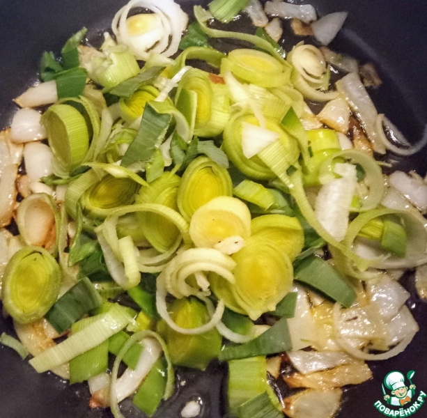 Овощное рагу с артишоками, луком-пореем, фасолью