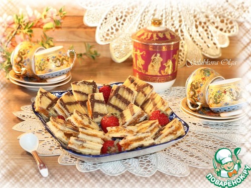 Полосатое пирожное с вареной сгущенкой