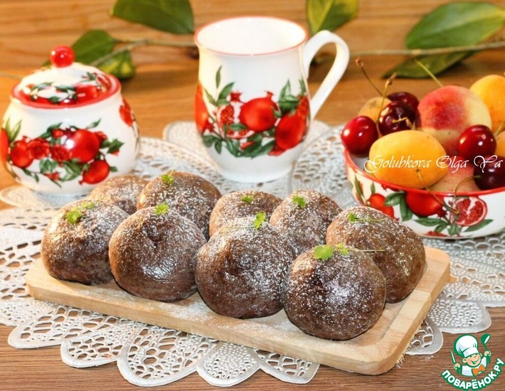 Шоколадное печенье с черешней на сгущенке