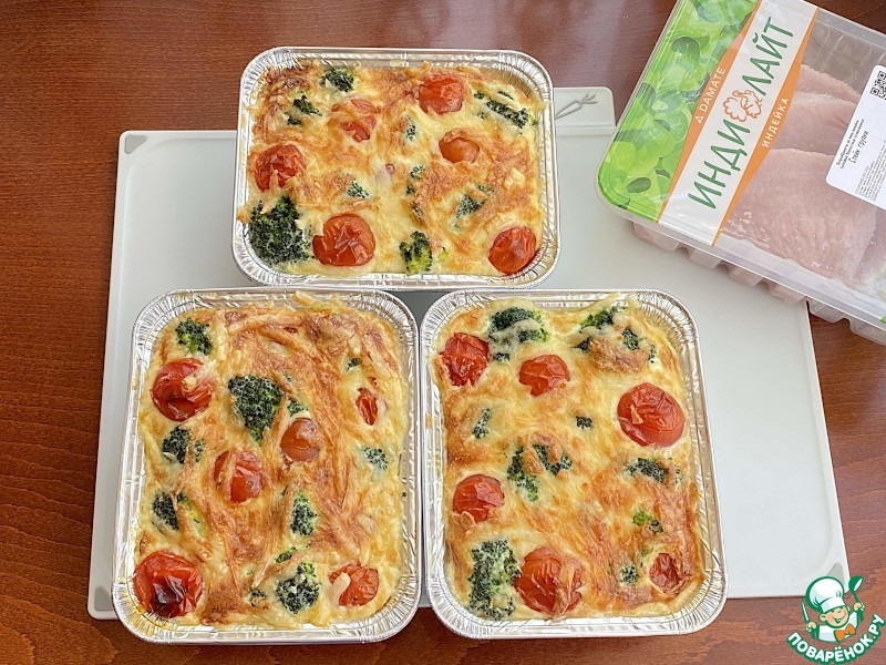 Запеканка с брокколи и индейкой