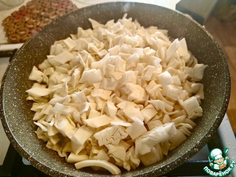 Жареная капуста с горчицей и гарлупой