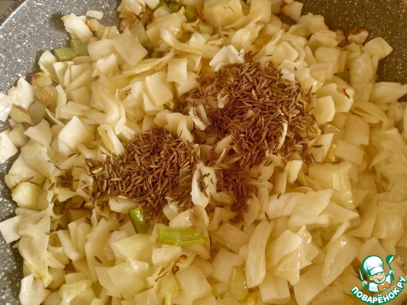 Жареная капуста с горчицей и гарлупой