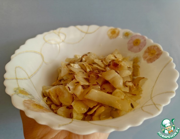 Жареная капуста с горчицей и гарлупой
