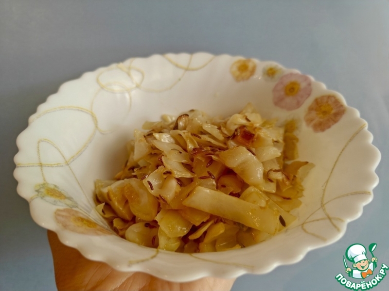 Жареная капуста с горчицей и гарлупой